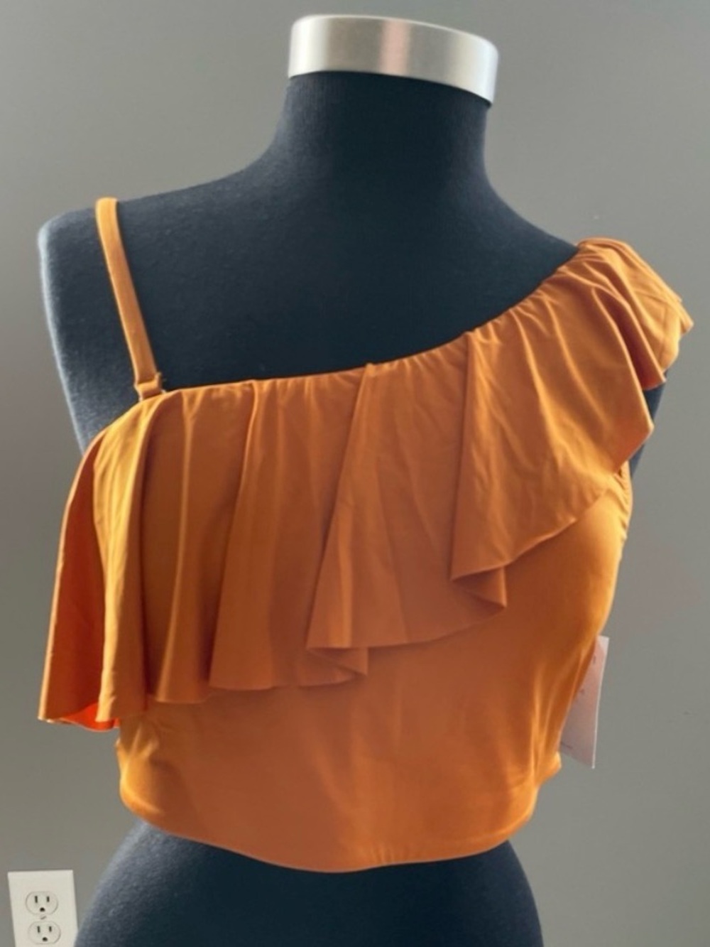 One-Shoulder Ruffle Tankini Top from Garnet Hill